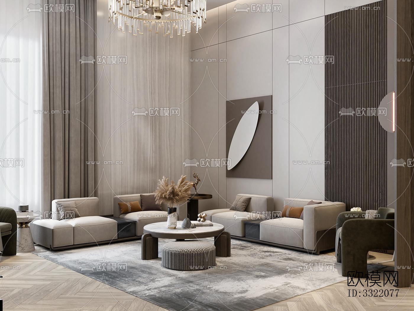 现代客厅效果图下载（渲染图8）