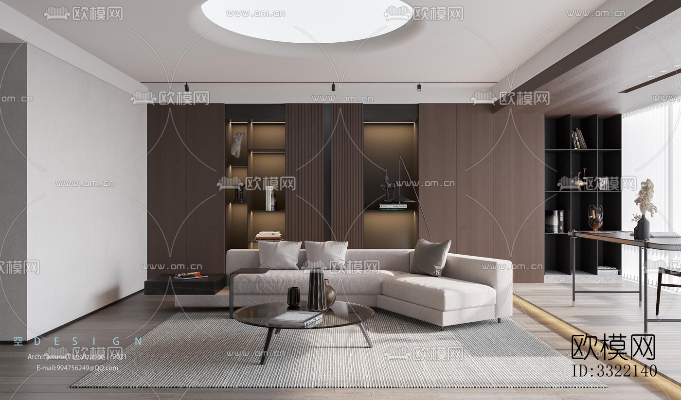现代客厅效果图下载（渲染图3）