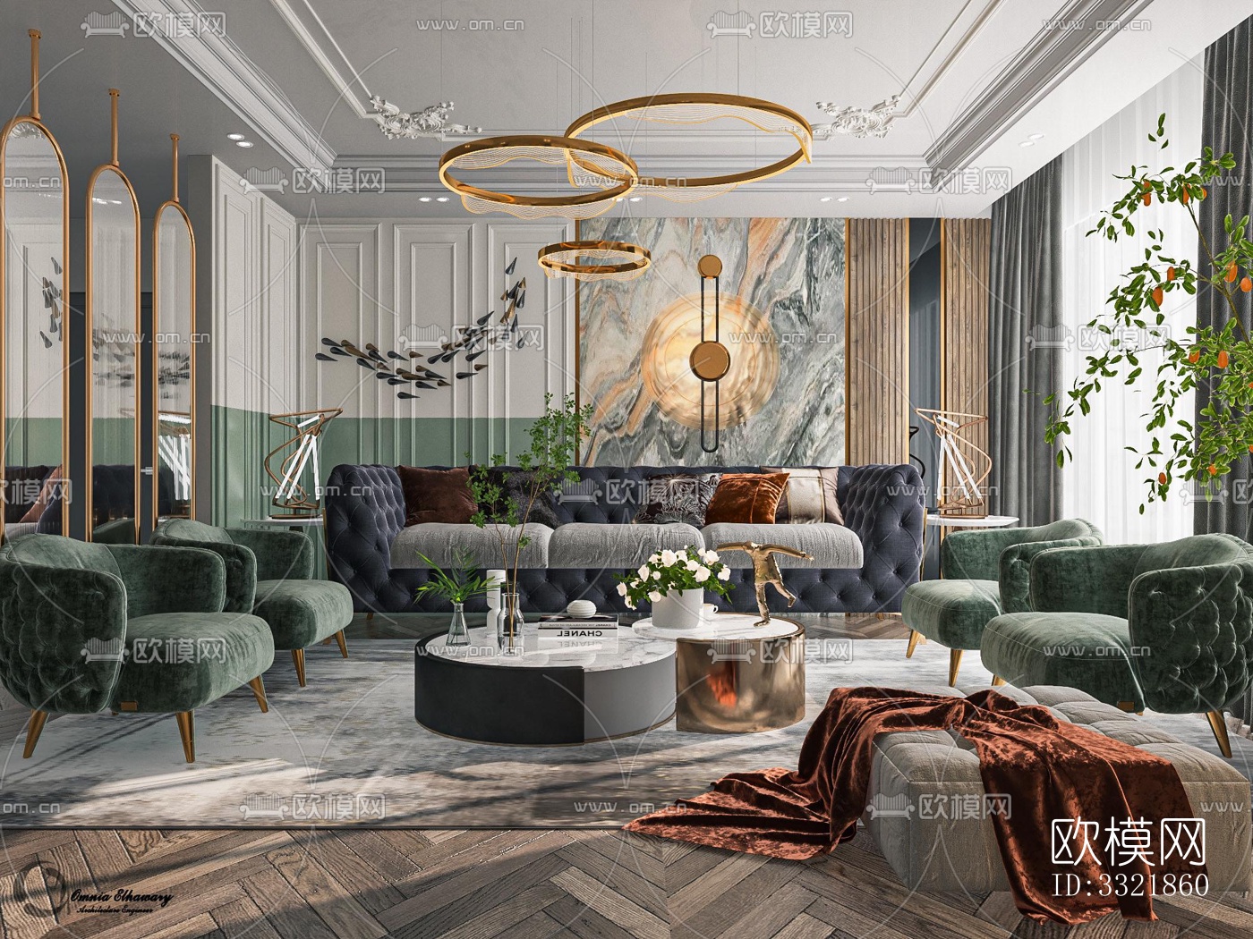 现代客厅效果图下载（渲染图1）