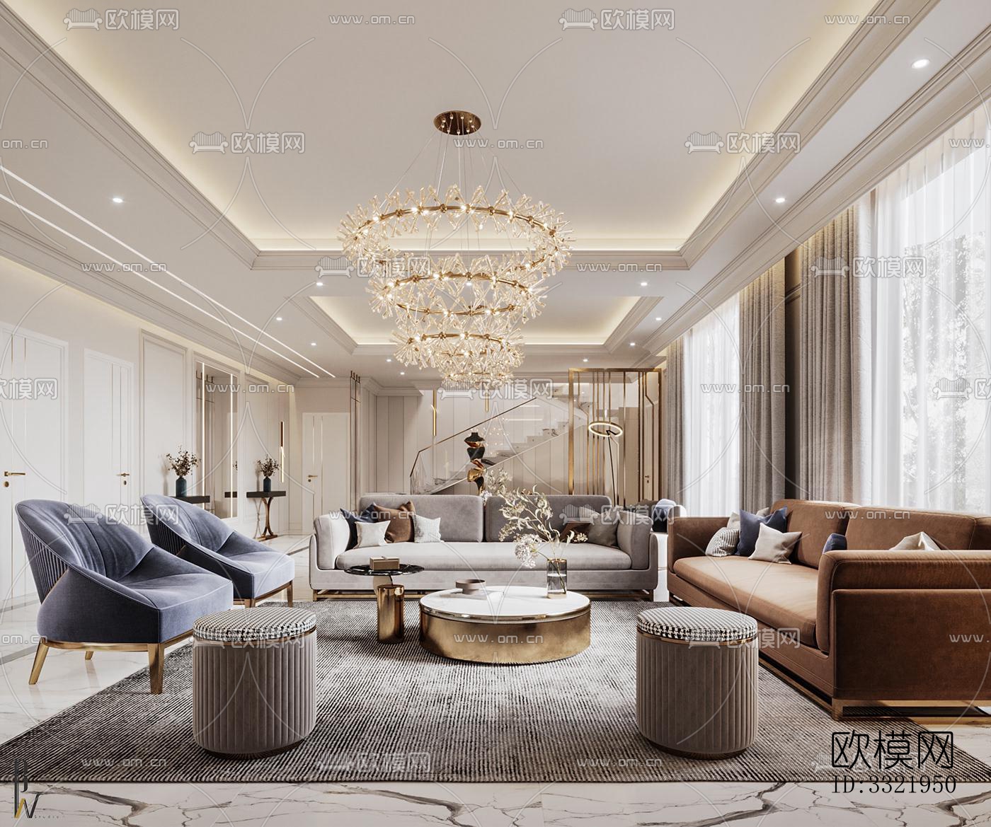 现代客厅效果图下载（渲染图17）