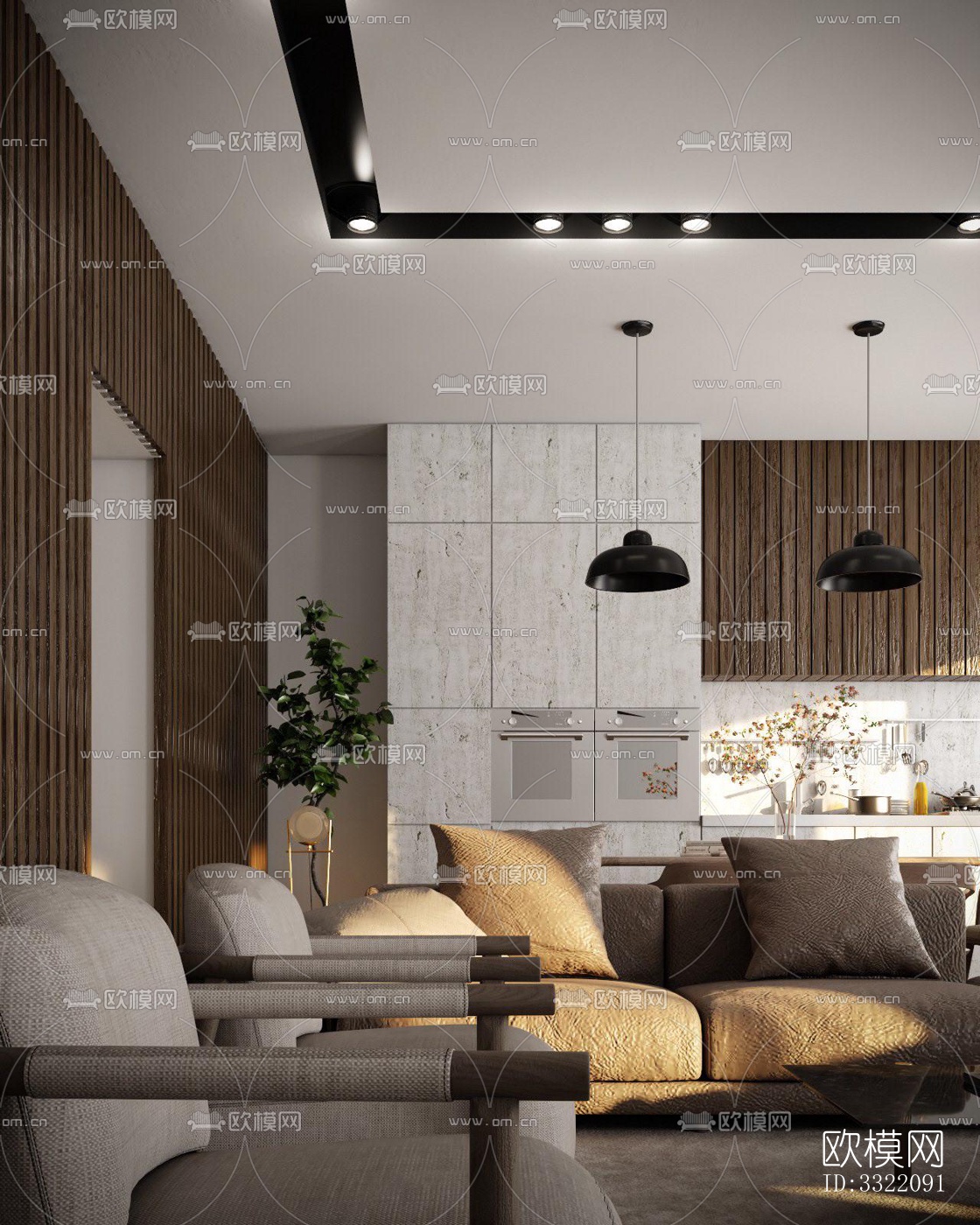 现代客厅效果图下载（渲染图1）