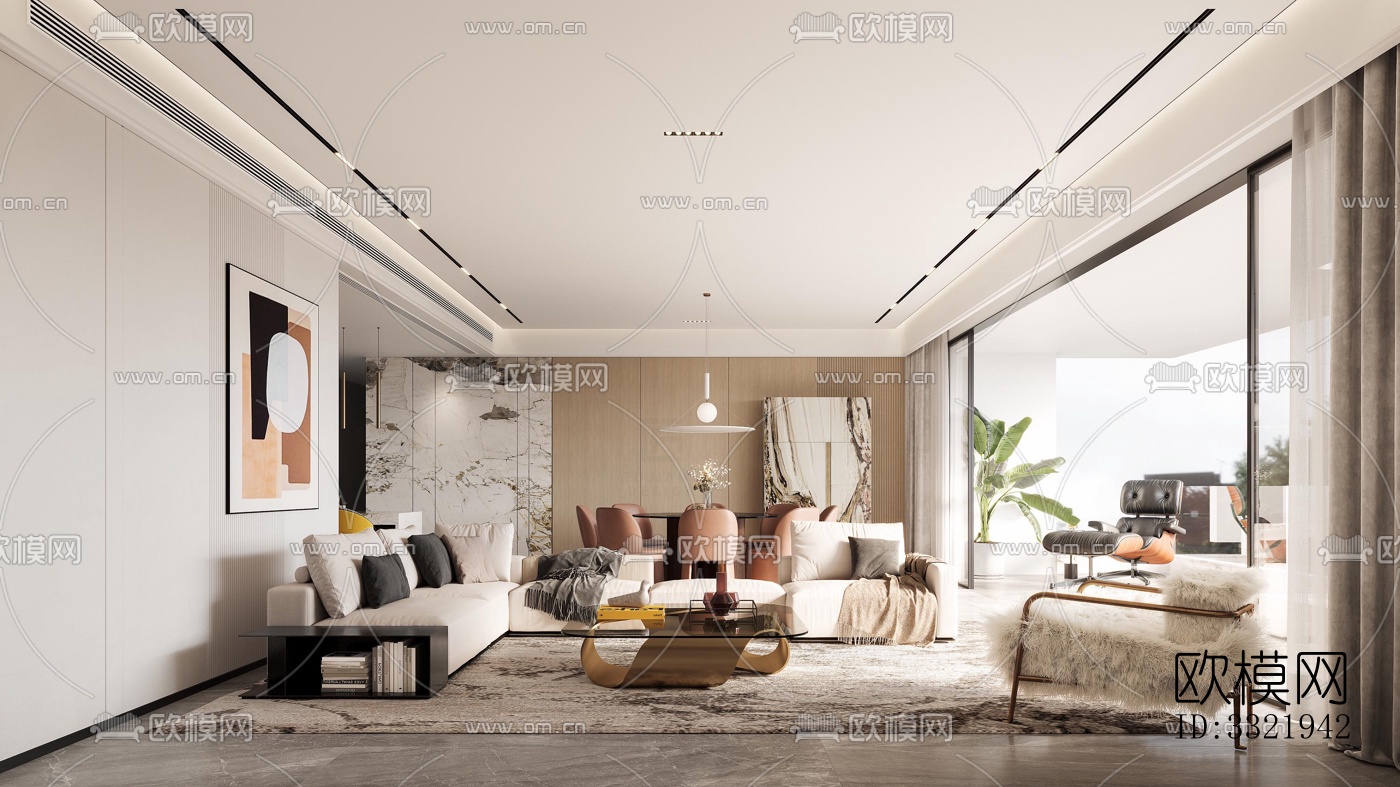 现代客厅效果图下载（渲染图6）