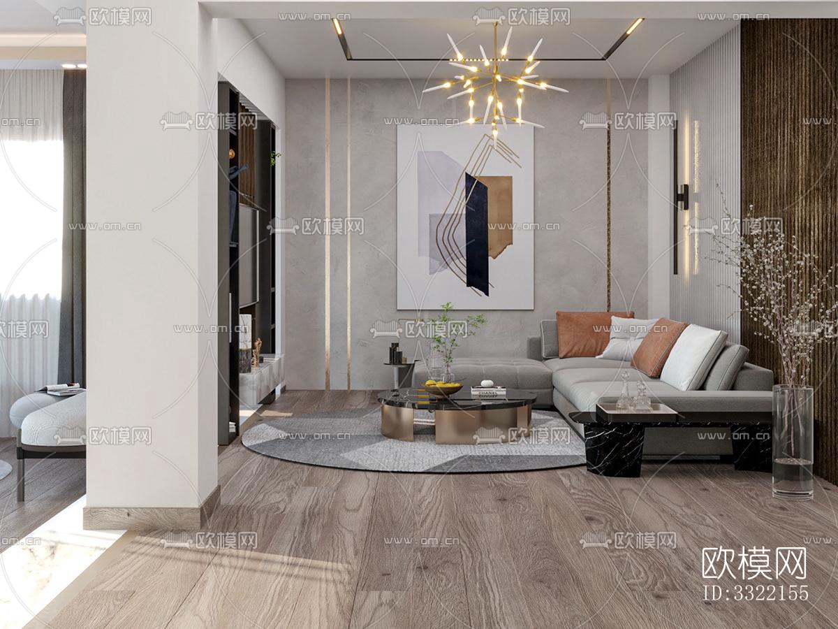 现代客厅效果图下载（渲染图12）