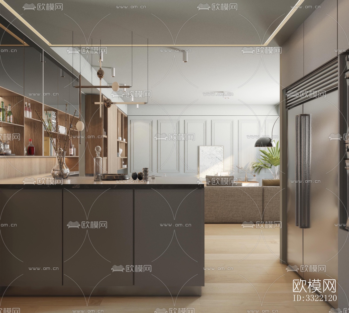 现代客厅效果图下载（渲染图12）