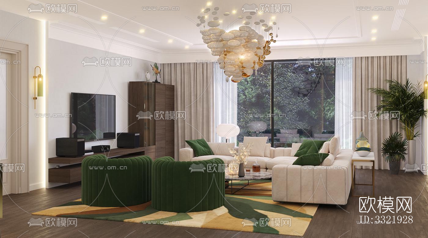 现代客厅效果图下载（渲染图6）