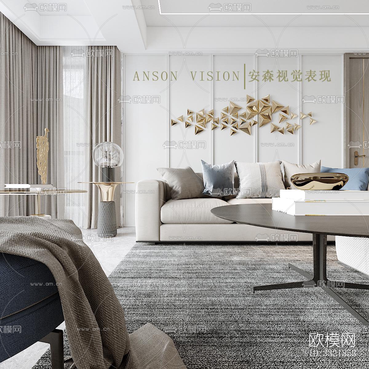 现代客厅效果图下载（渲染图8）