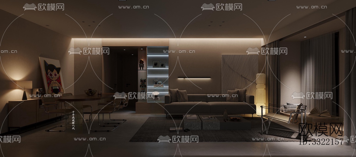 现代客厅效果图下载（渲染图5）