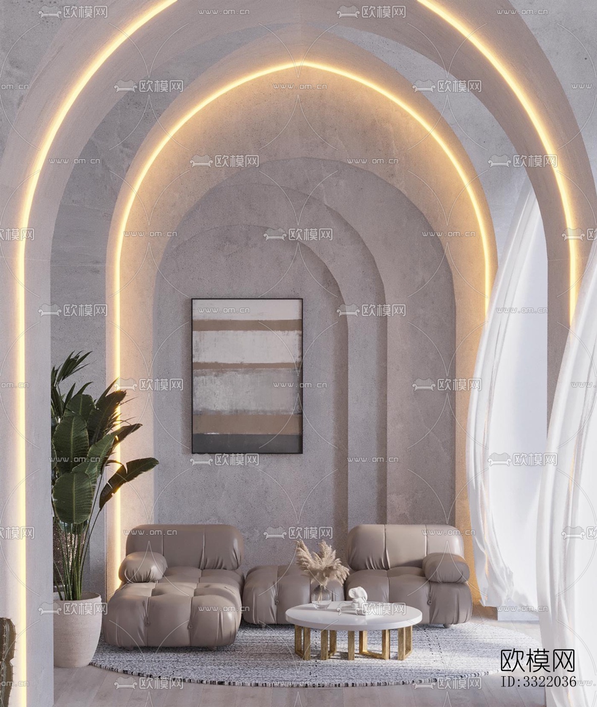 现代客厅效果图下载（渲染图2）