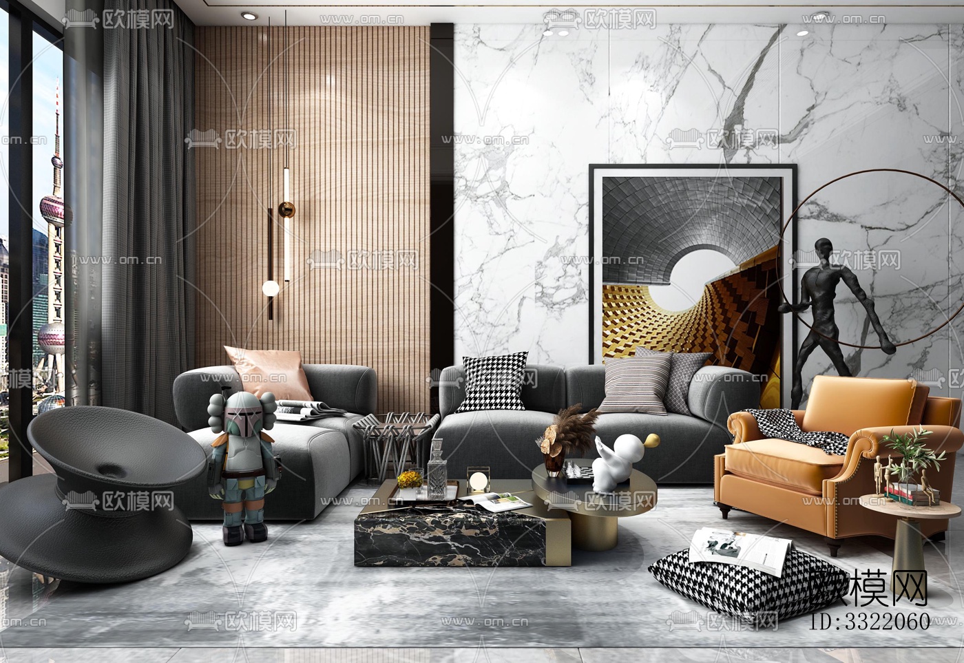 现代客厅效果图下载（渲染图8）