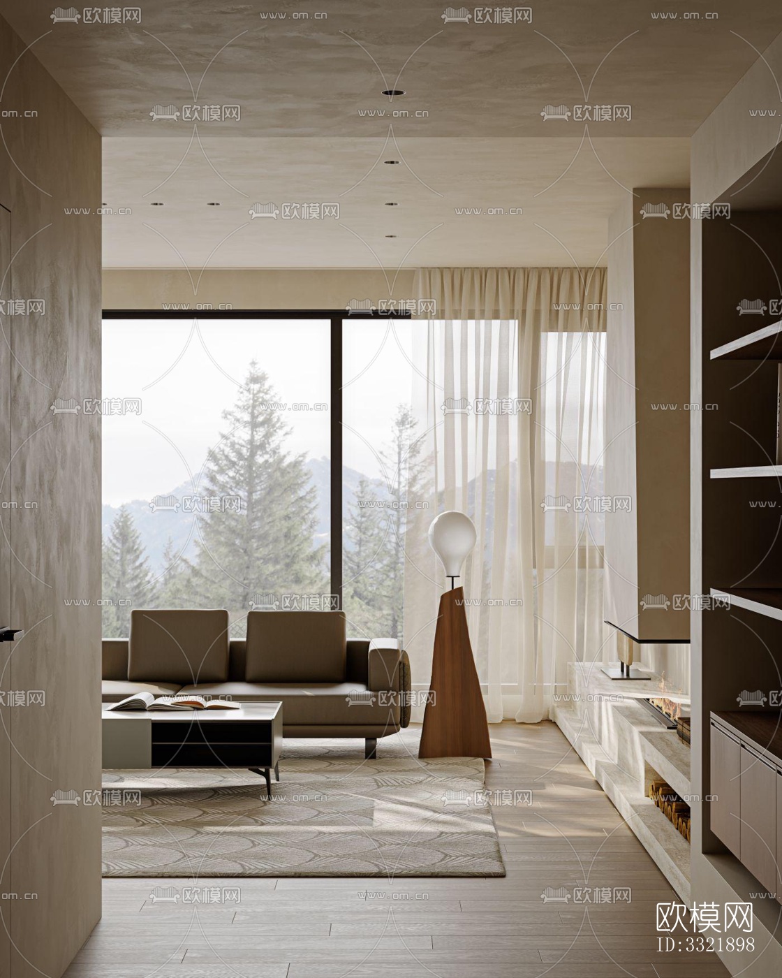 现代客厅效果图下载（渲染图12）