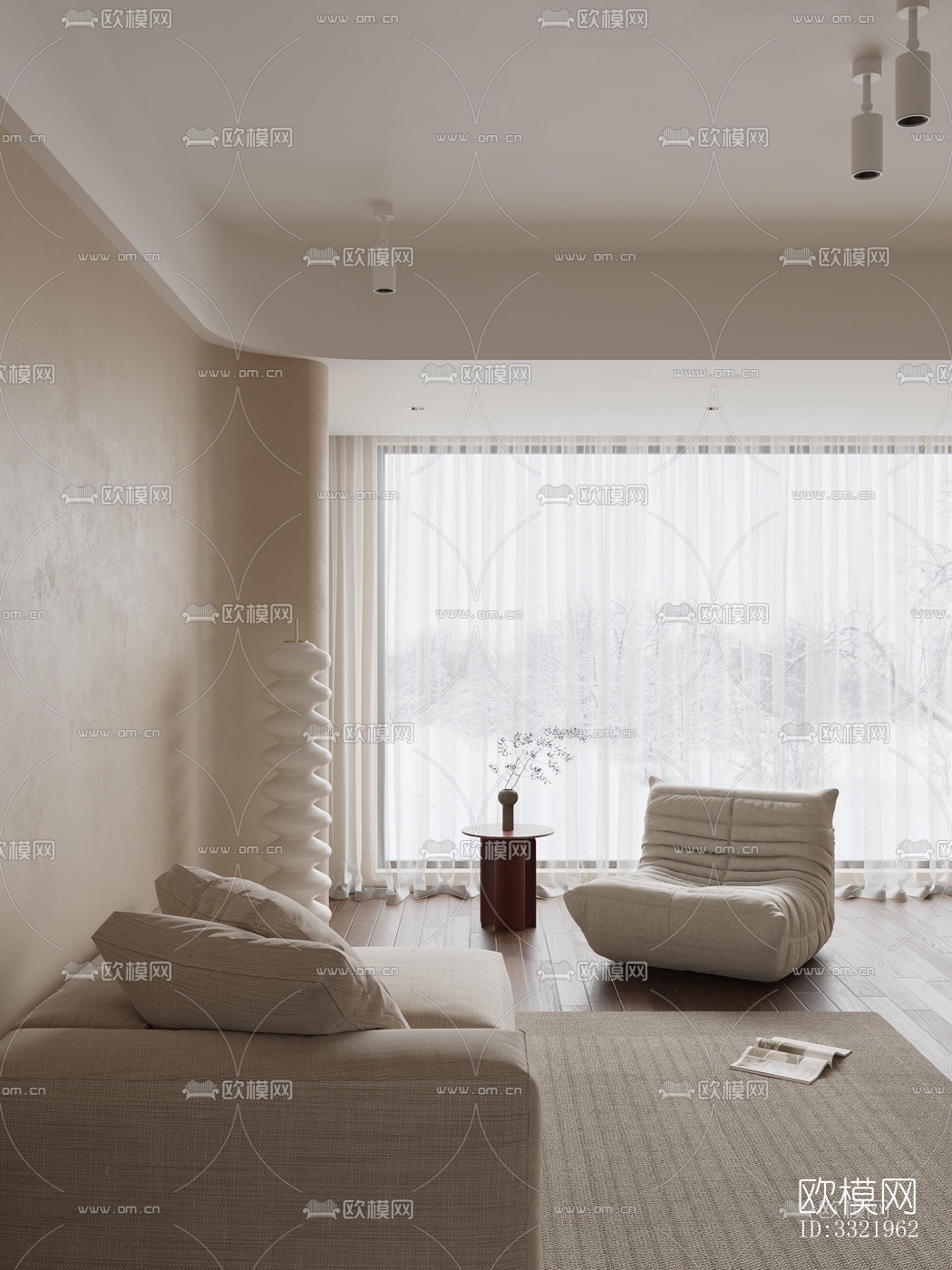 现代客厅效果图下载（渲染图10）