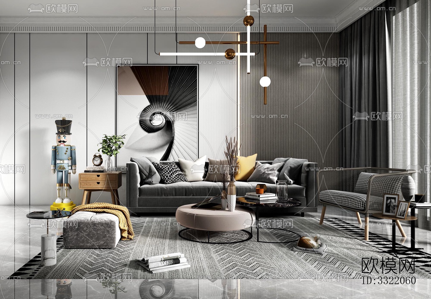 现代客厅效果图下载（渲染图17）