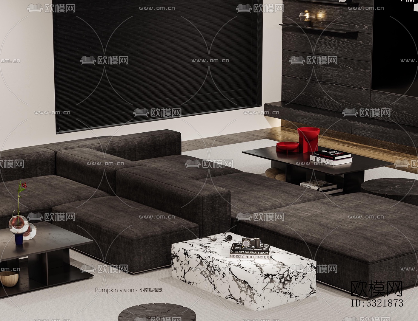 现代客厅效果图下载（渲染图4）