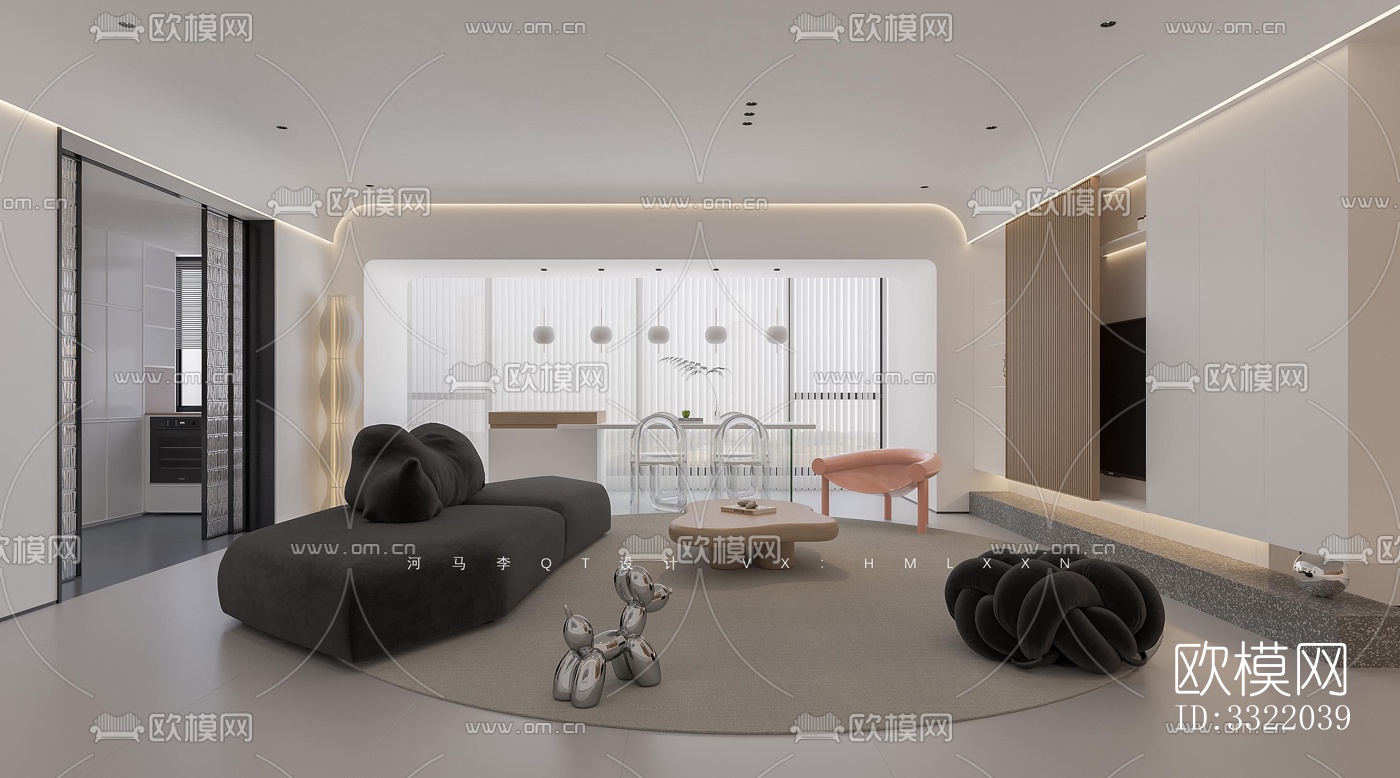 现代客厅效果图下载（渲染图2）