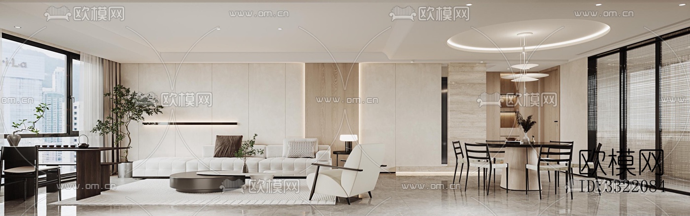 现代客厅效果图下载（渲染图2）