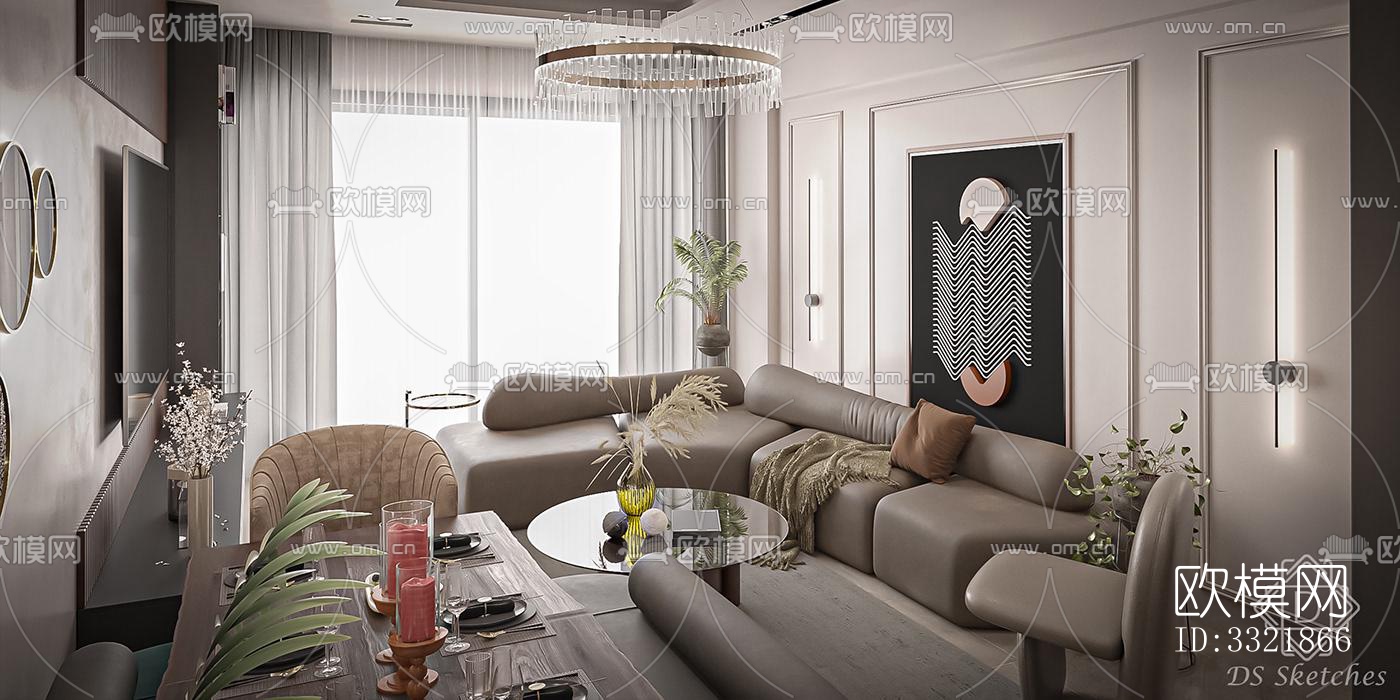 现代客厅效果图下载（渲染图6）