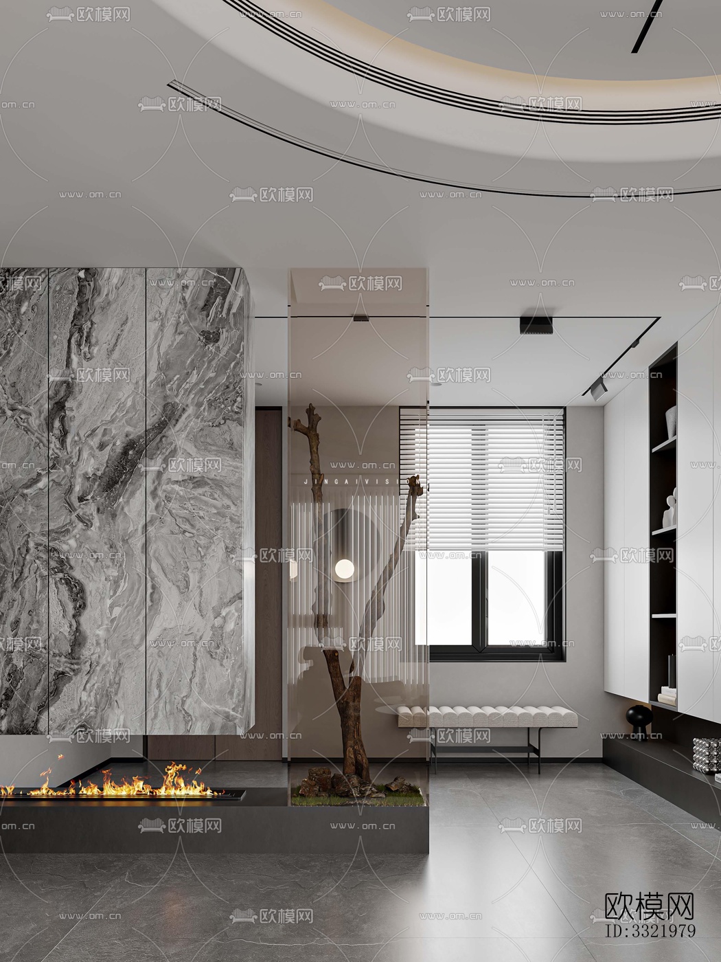 现代客厅效果图下载（渲染图4）