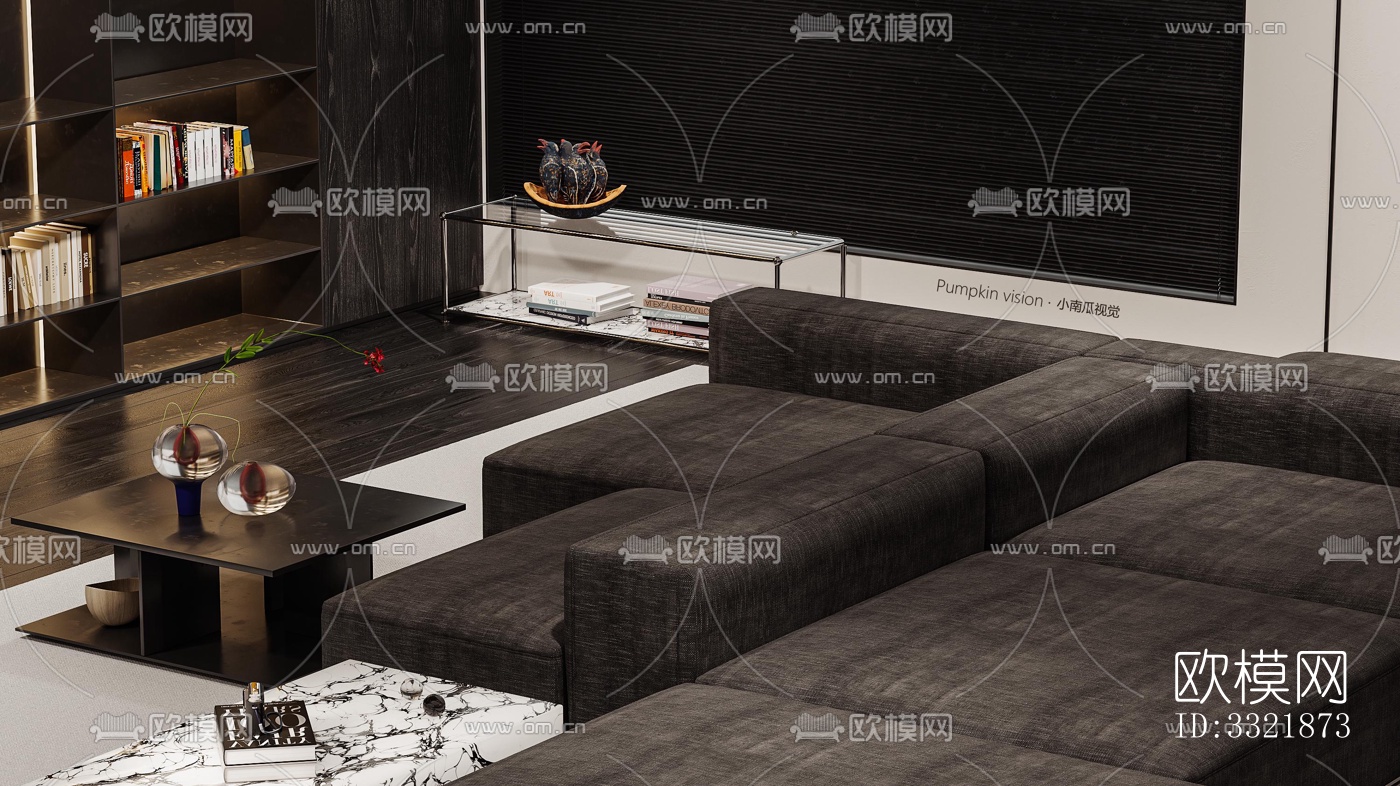 现代客厅效果图下载（渲染图5）