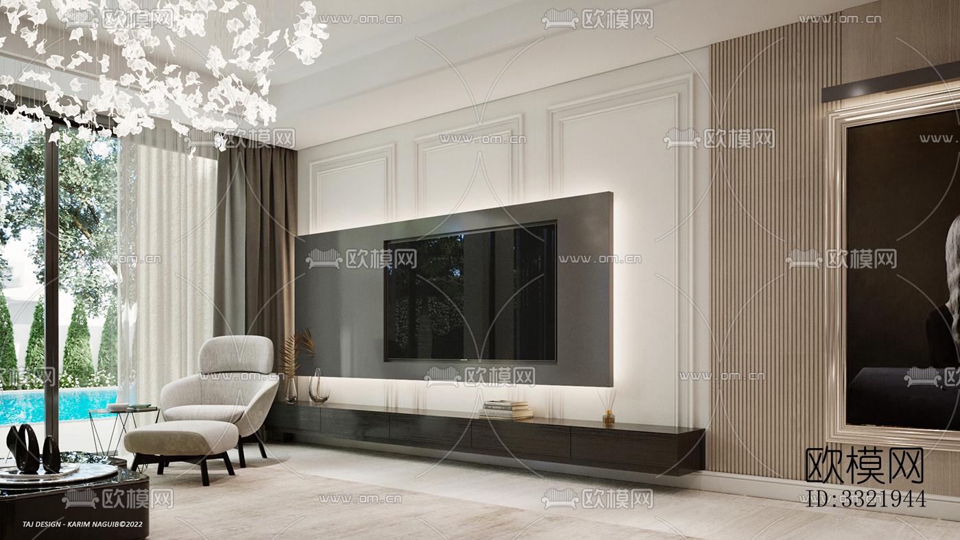 现代客厅效果图下载（渲染图8）