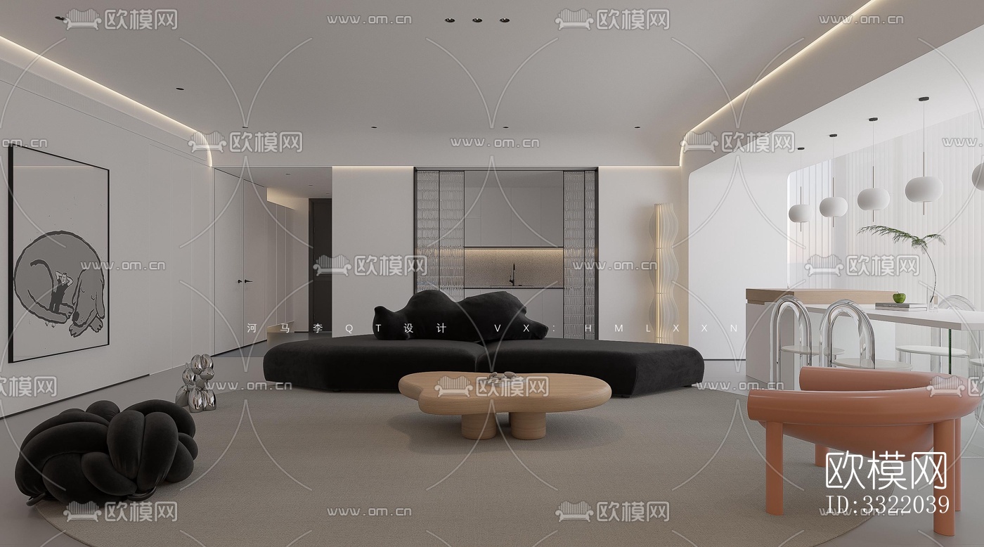 现代客厅效果图下载（渲染图4）