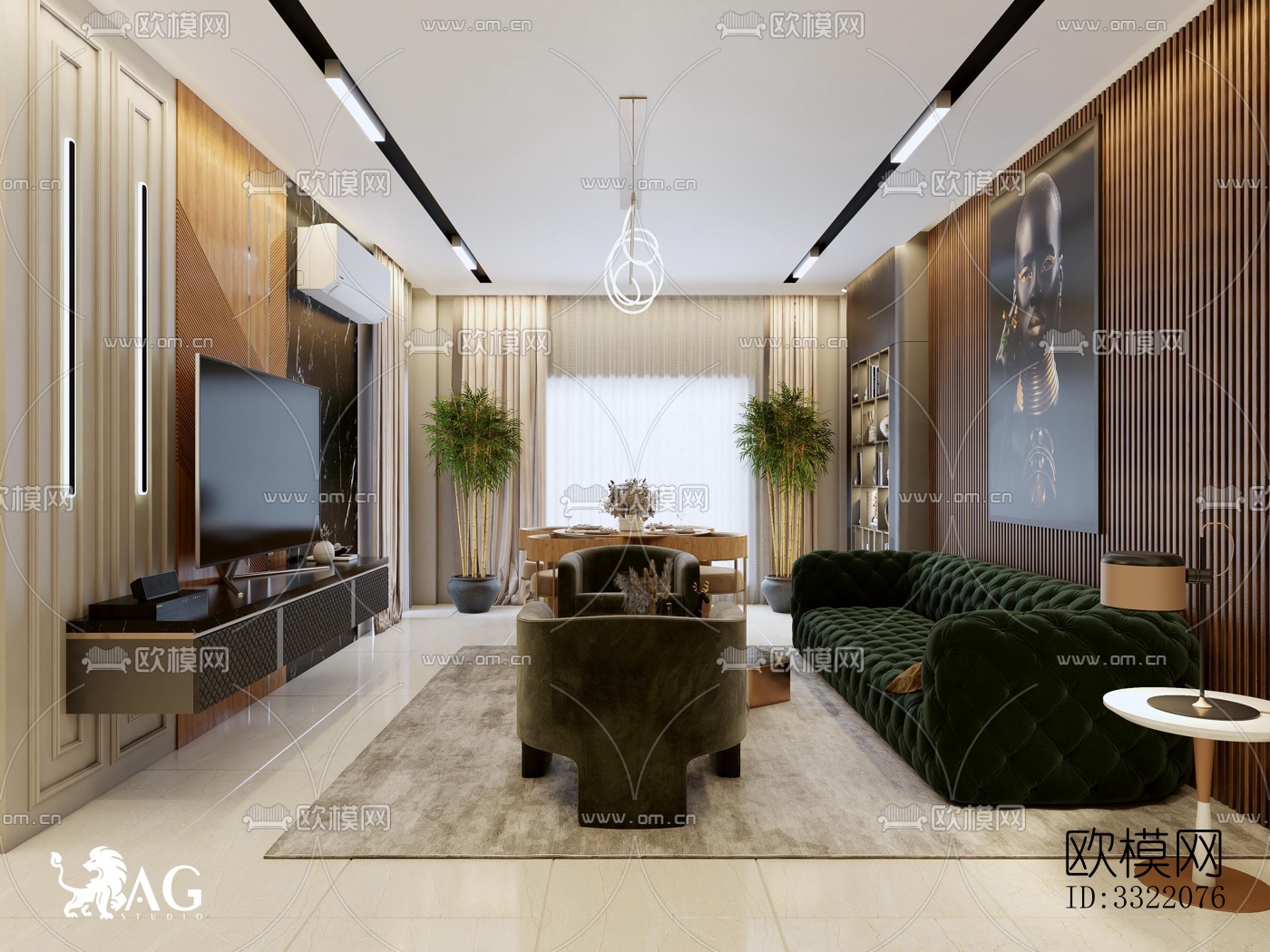 现代客厅效果图下载（渲染图1）