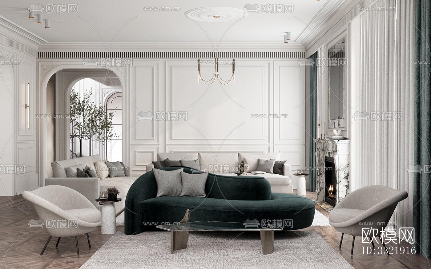 现代客厅效果图下载（渲染图6）