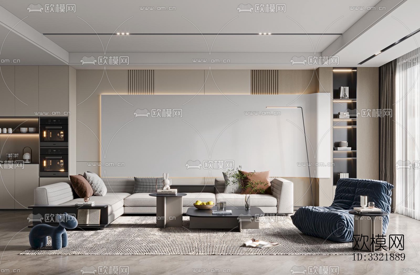 现代客厅效果图下载（渲染图13）