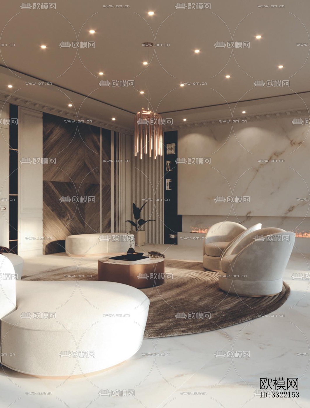 现代客厅效果图下载（渲染图3）