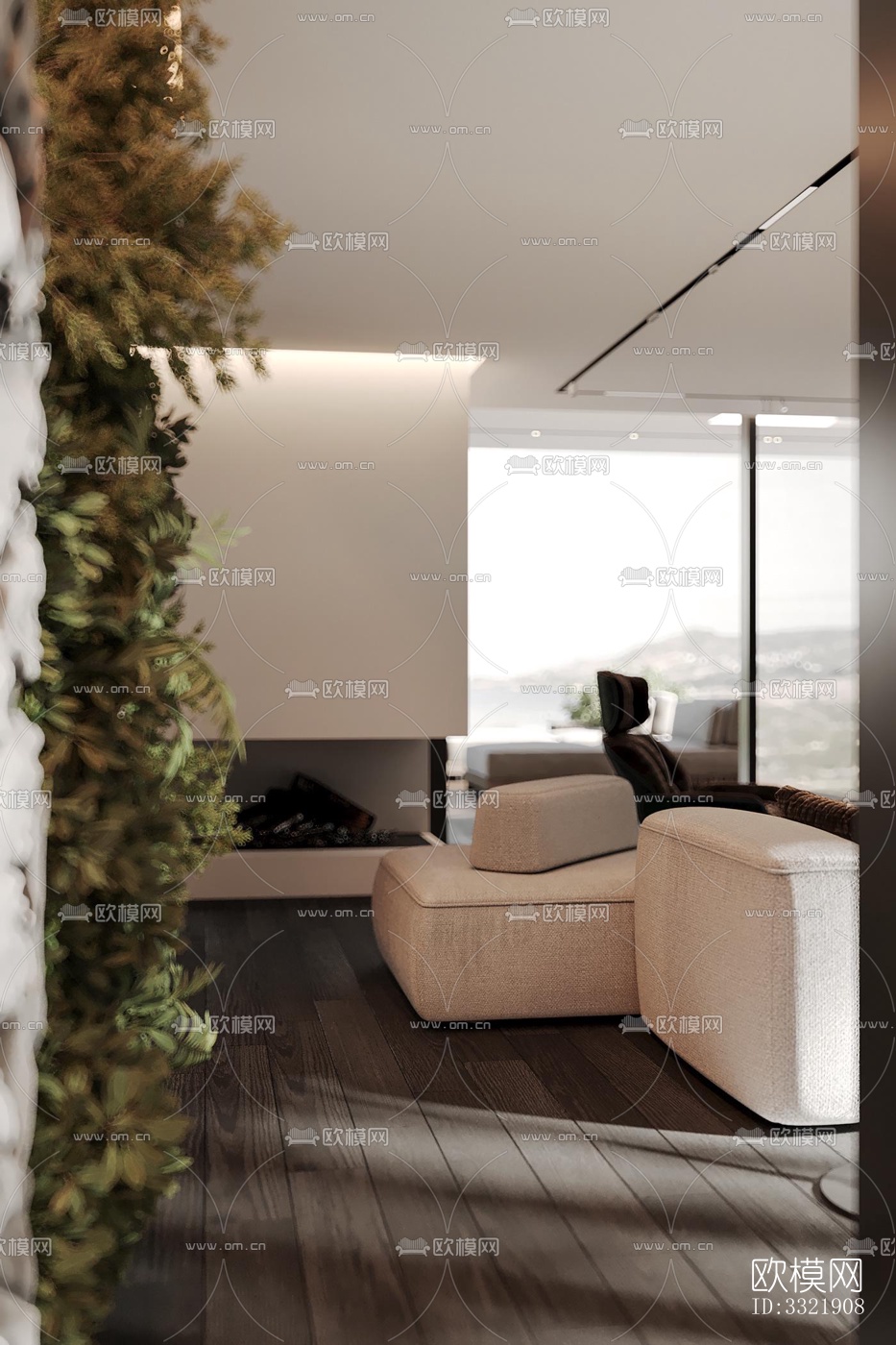 现代客厅效果图下载（渲染图8）