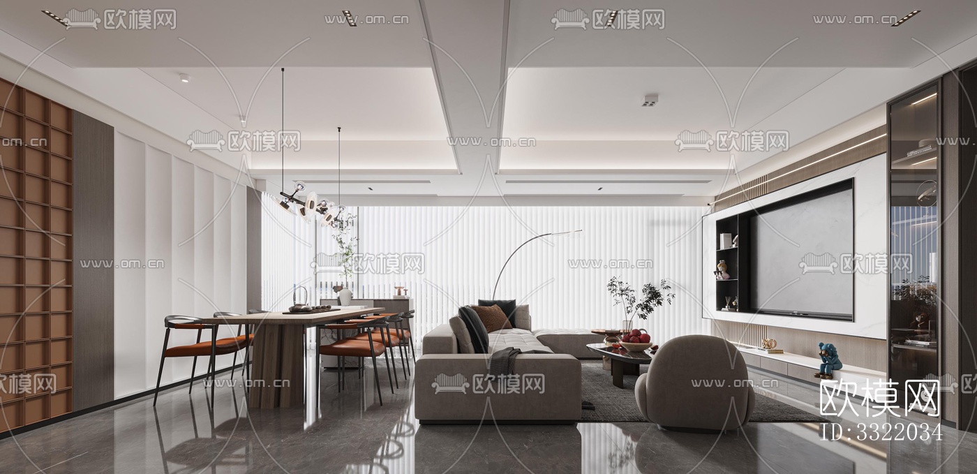 现代客厅效果图下载（渲染图5）