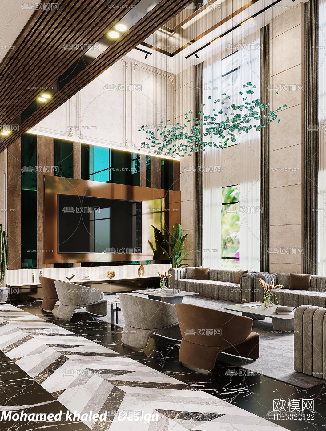 现代客厅效果图下载（渲染图1）