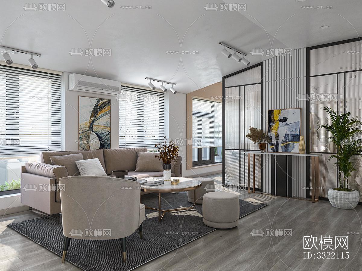 现代客厅效果图下载（渲染图3）