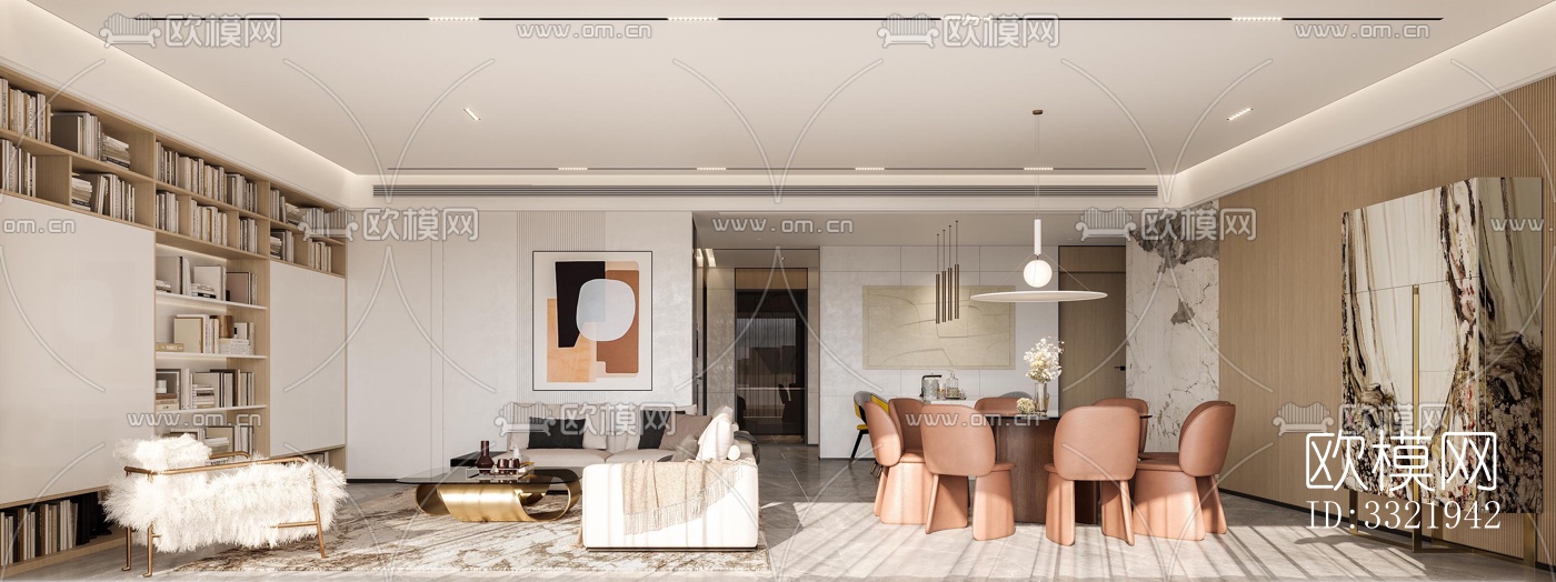 现代客厅效果图下载（渲染图4）