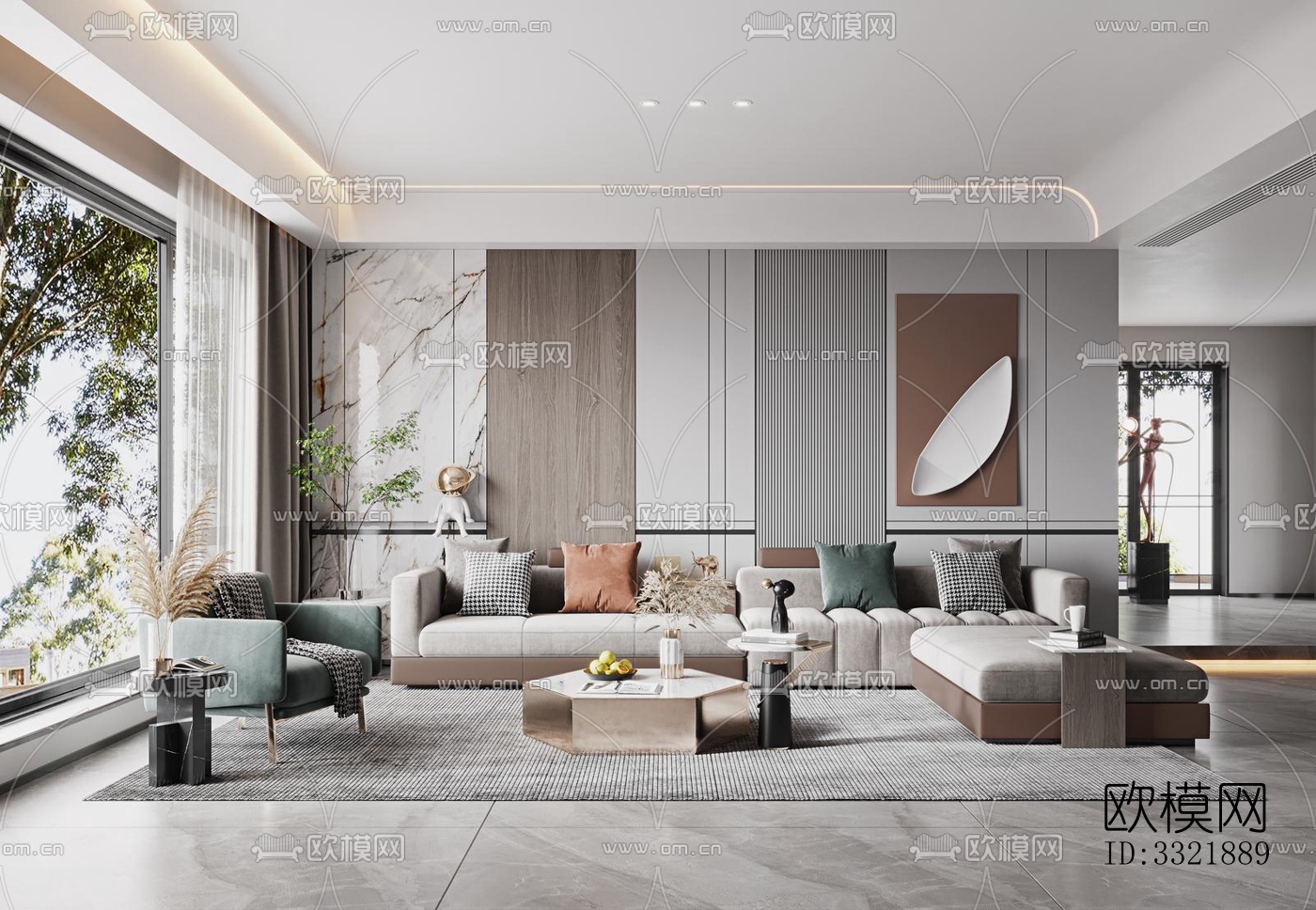 现代客厅效果图下载（渲染图14）