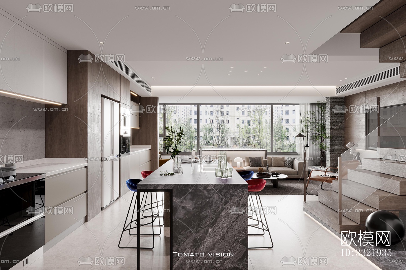 现代客厅效果图下载（渲染图2）