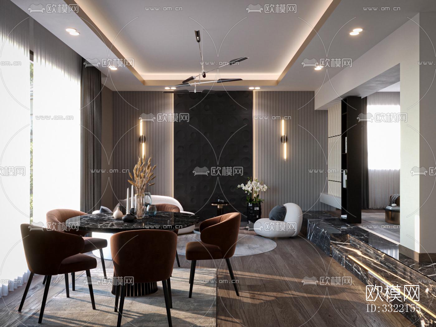 现代客厅效果图下载（渲染图5）