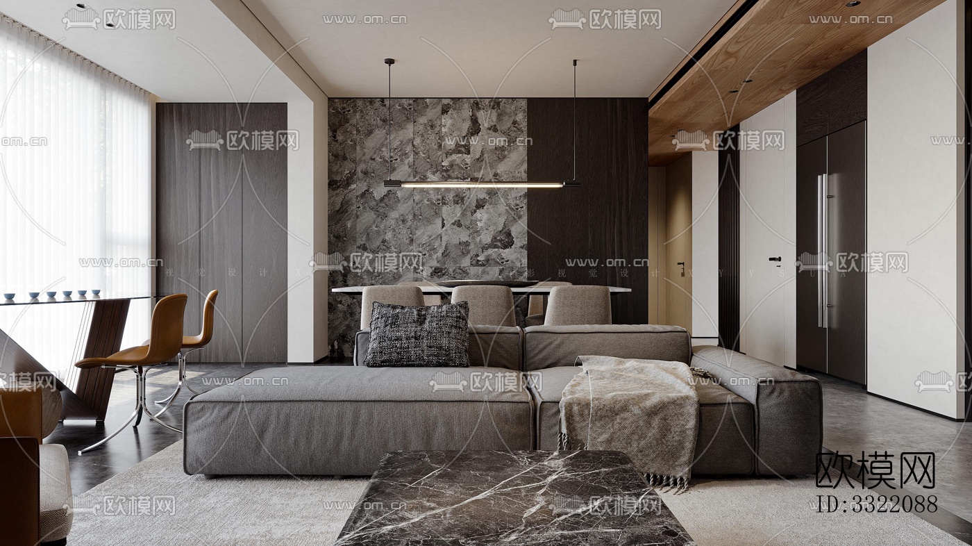 现代客厅效果图下载（渲染图8）