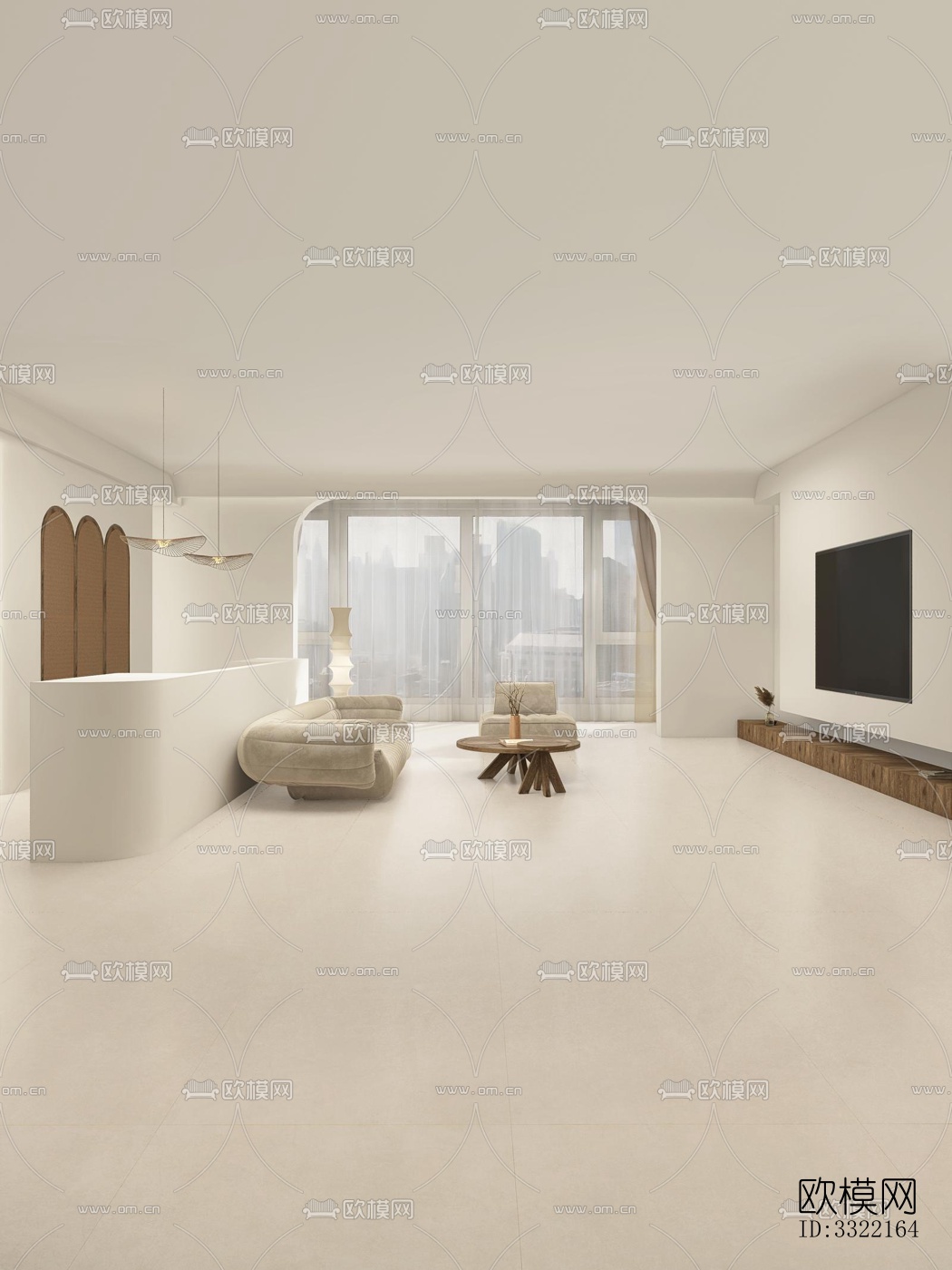 现代客厅效果图下载（渲染图1）