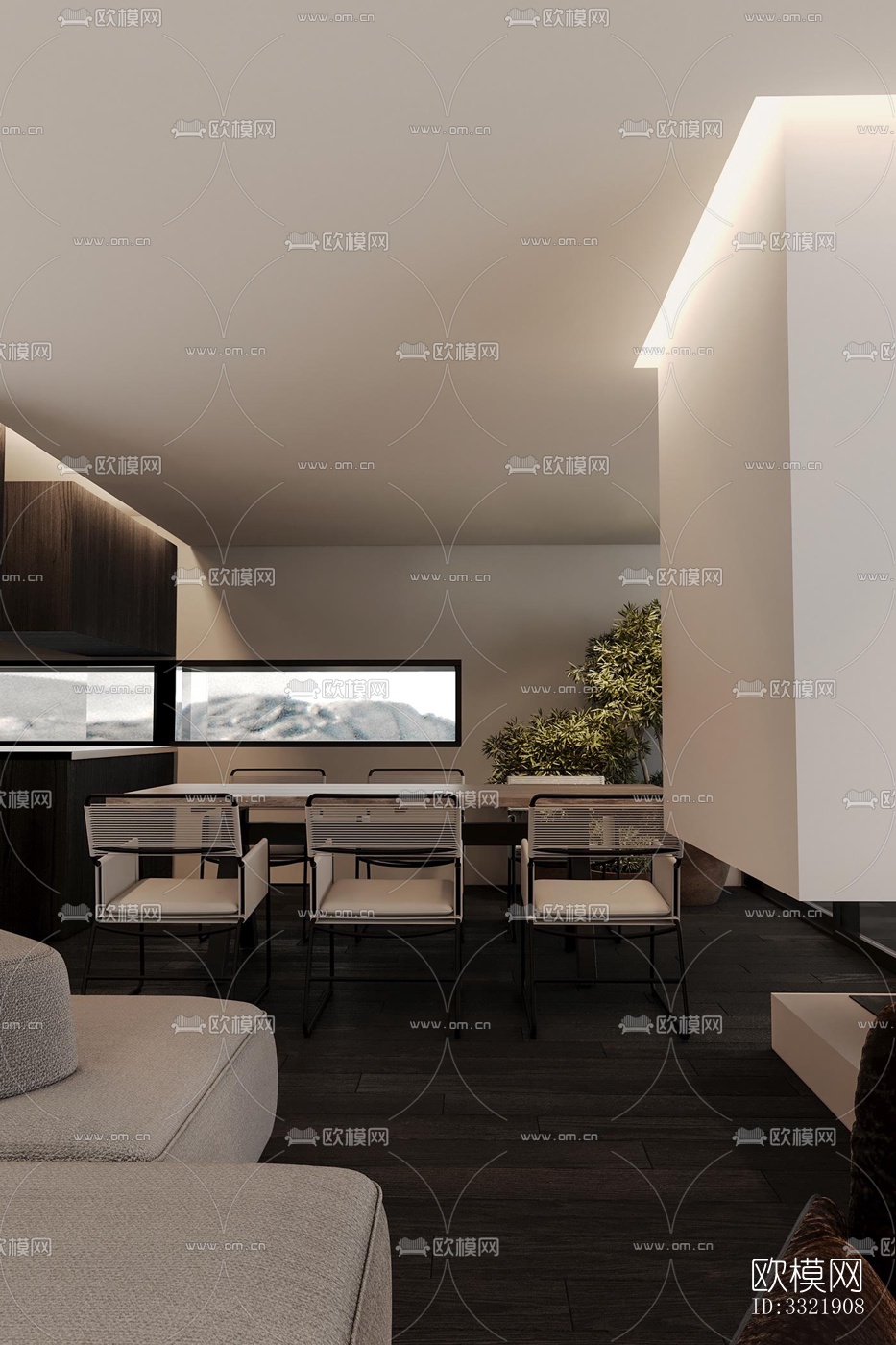 现代客厅效果图下载（渲染图3）