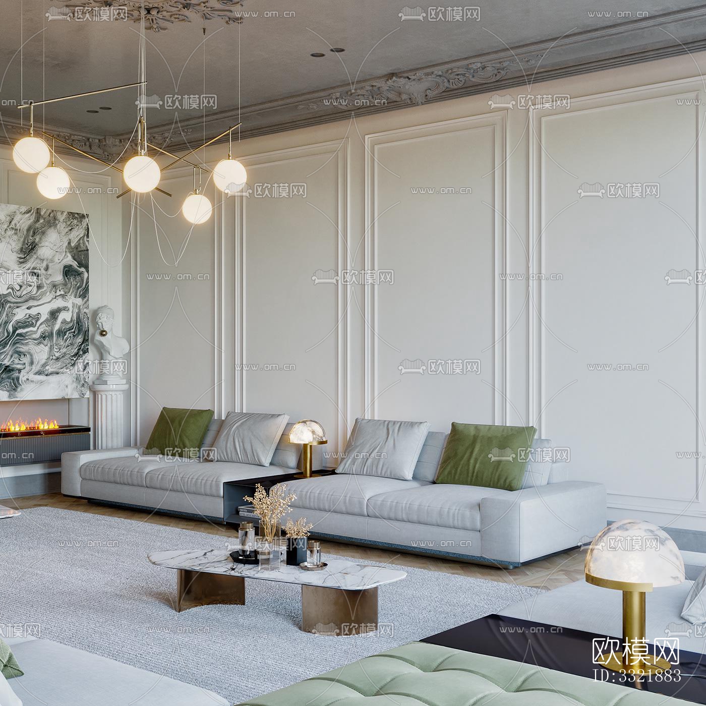 现代客厅效果图下载（渲染图3）