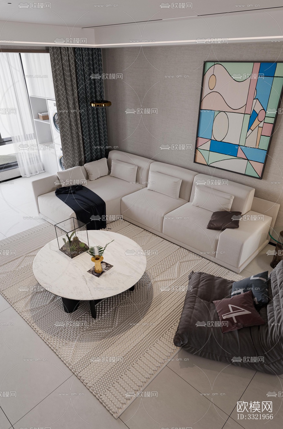 现代客厅效果图下载（渲染图8）