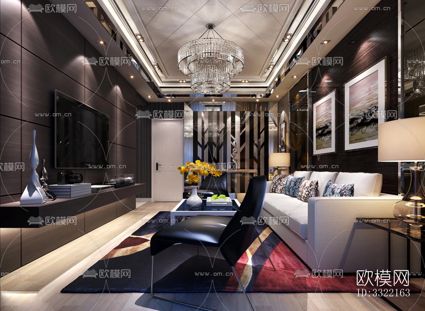 现代客厅效果图下载（渲染图2）