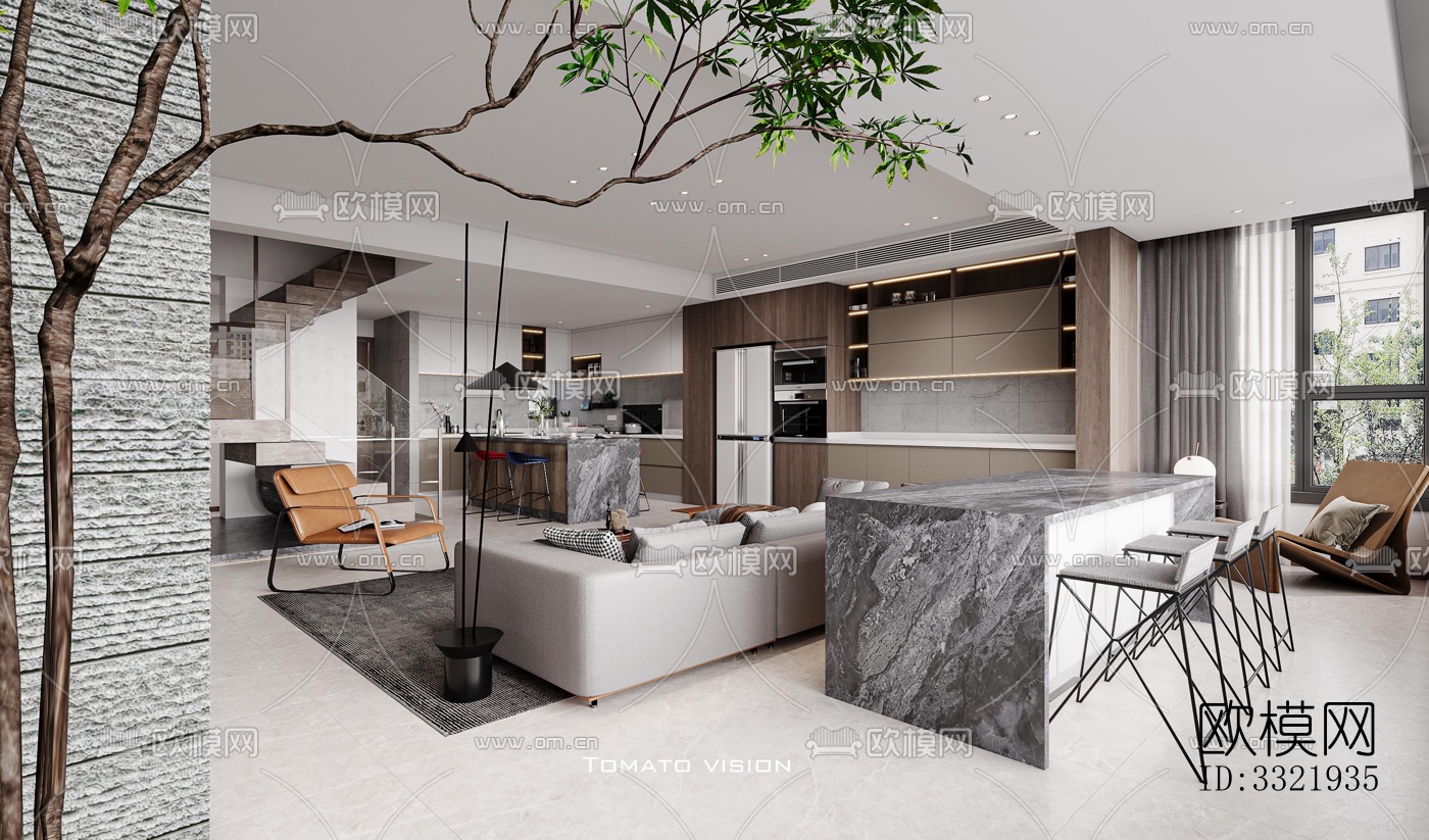 现代客厅效果图下载（渲染图1）