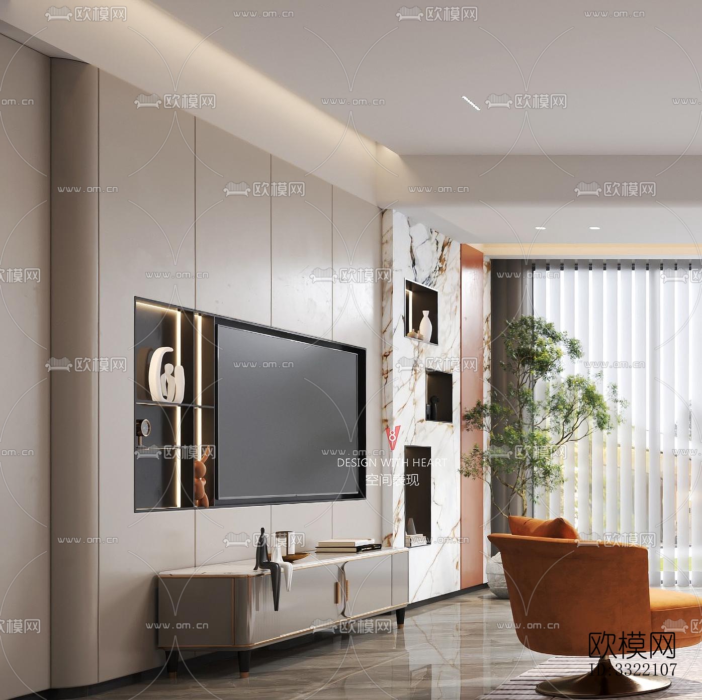 现代客厅效果图下载（渲染图2）