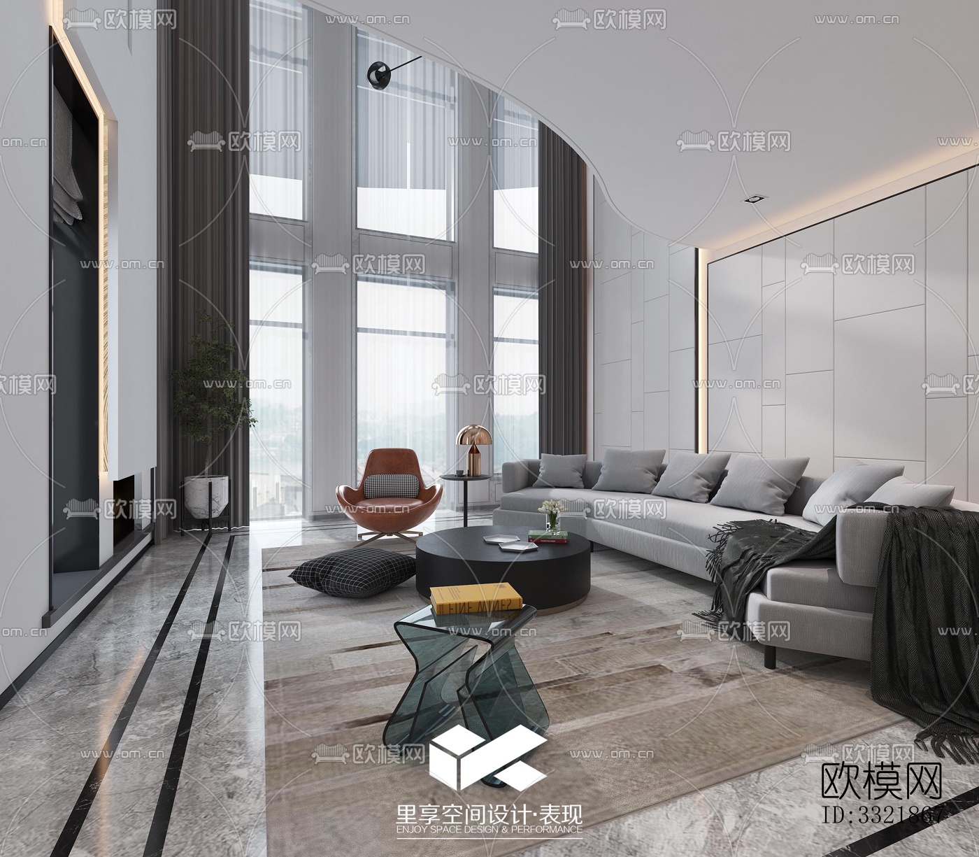现代客厅效果图下载（渲染图1）