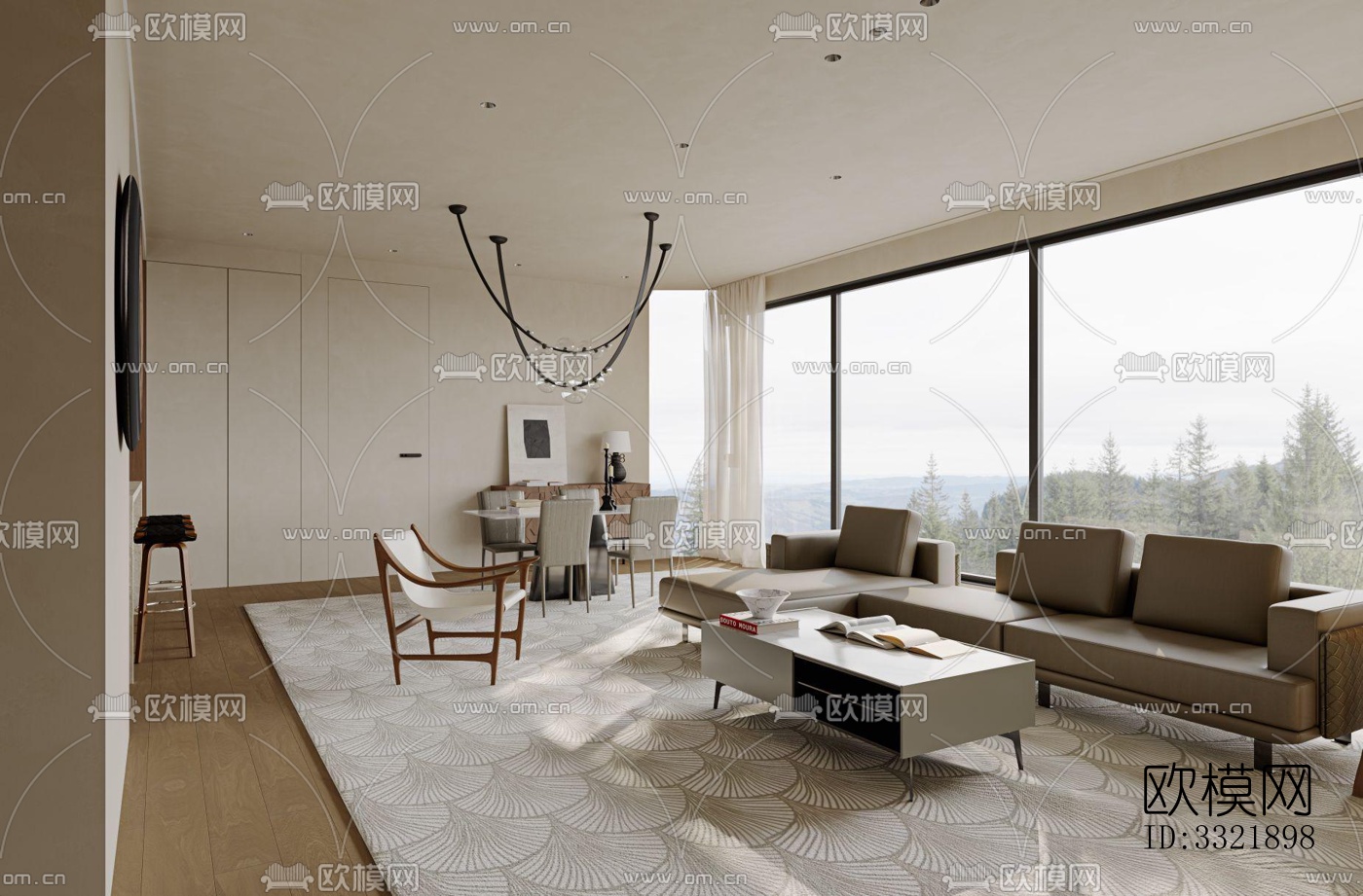 现代客厅效果图下载（渲染图11）