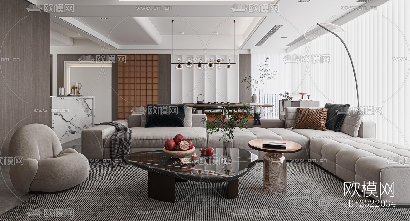 现代客厅效果图下载（渲染图6）