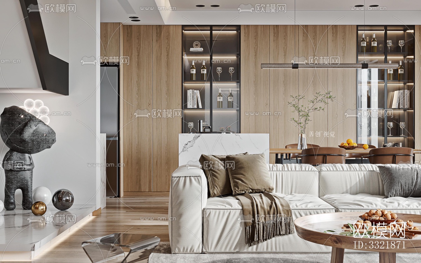 现代客厅效果图下载（渲染图3）