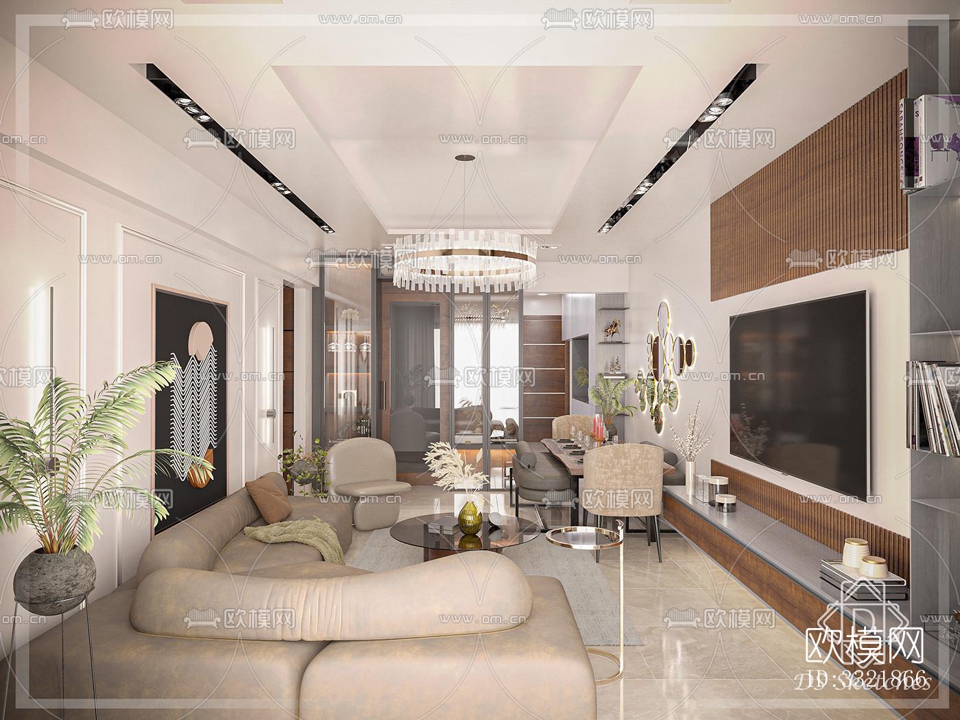 现代客厅效果图下载（渲染图9）