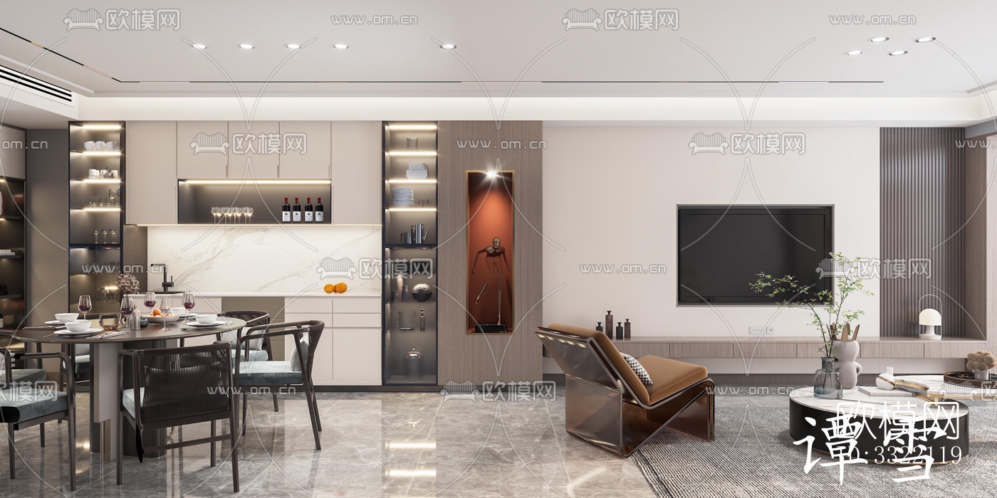 现代客厅效果图下载（渲染图1）